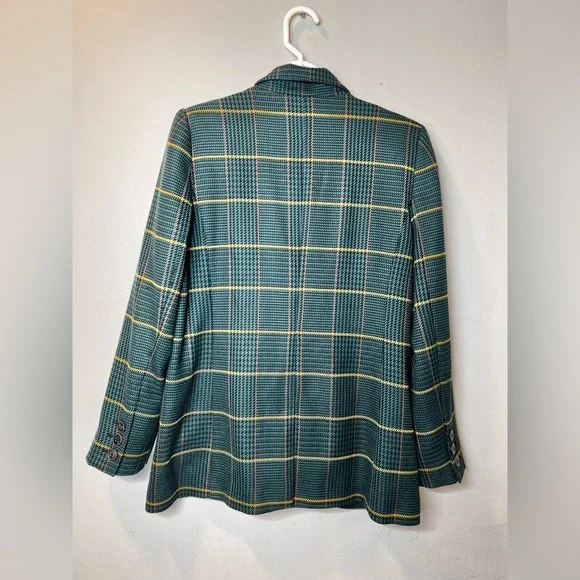 Anine Bing Madeline Blazer In Green Plaid Size Medium - Picture 7 of 10